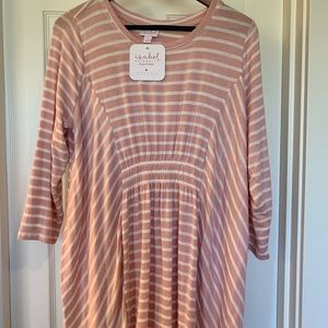 Pink striped maternity shirt